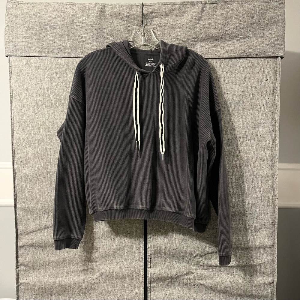 Gray Aerie Ribbed Hoodie